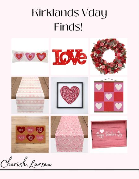 Kirklands Valentines Day home decor! Some cute table runners linked, wreath, doormat, and other finds! Entire site on sale! 

#LTKhome #LTKunder100 #LTKsalealert