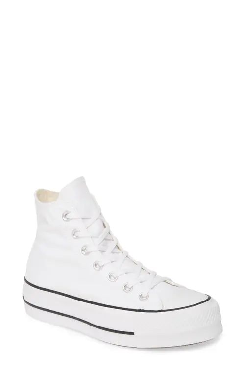 Converse Chuck Taylor® All Star® Lift High Top Platform Sneaker in White/Black/White at Nordstrom, S | Nordstrom