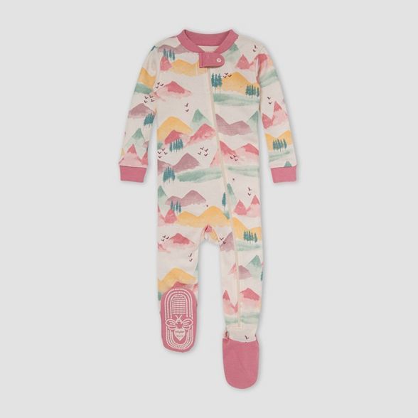 Burt's Bees Baby® Baby Girls' Mountains Snug Fit Footed Pajama - Heather Gray | Target