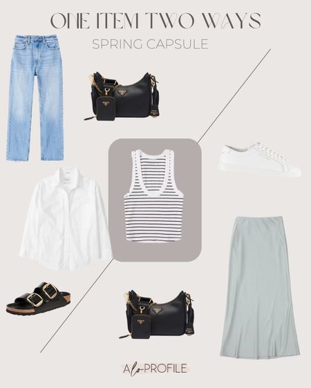 How to wear this striped tank multiple ways! It’s super versatile. I love having it be a piece in my capsule wardrobe. // Abercrombie, AF outfit, capsule wardrobe, summer outfit 