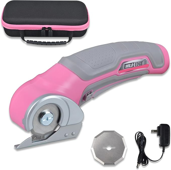 Cordless Electric Scissors for Women, 4V 2.5Ah High-Capacity Battery Pink Fabric Cutter, Electric... | Amazon (US)