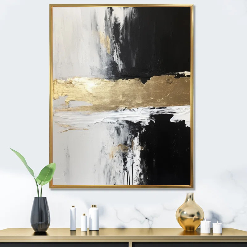 Wrought Studio™ Horizontal Dimensions Abstract Gold Black - Print | Wayfair | Wayfair North America