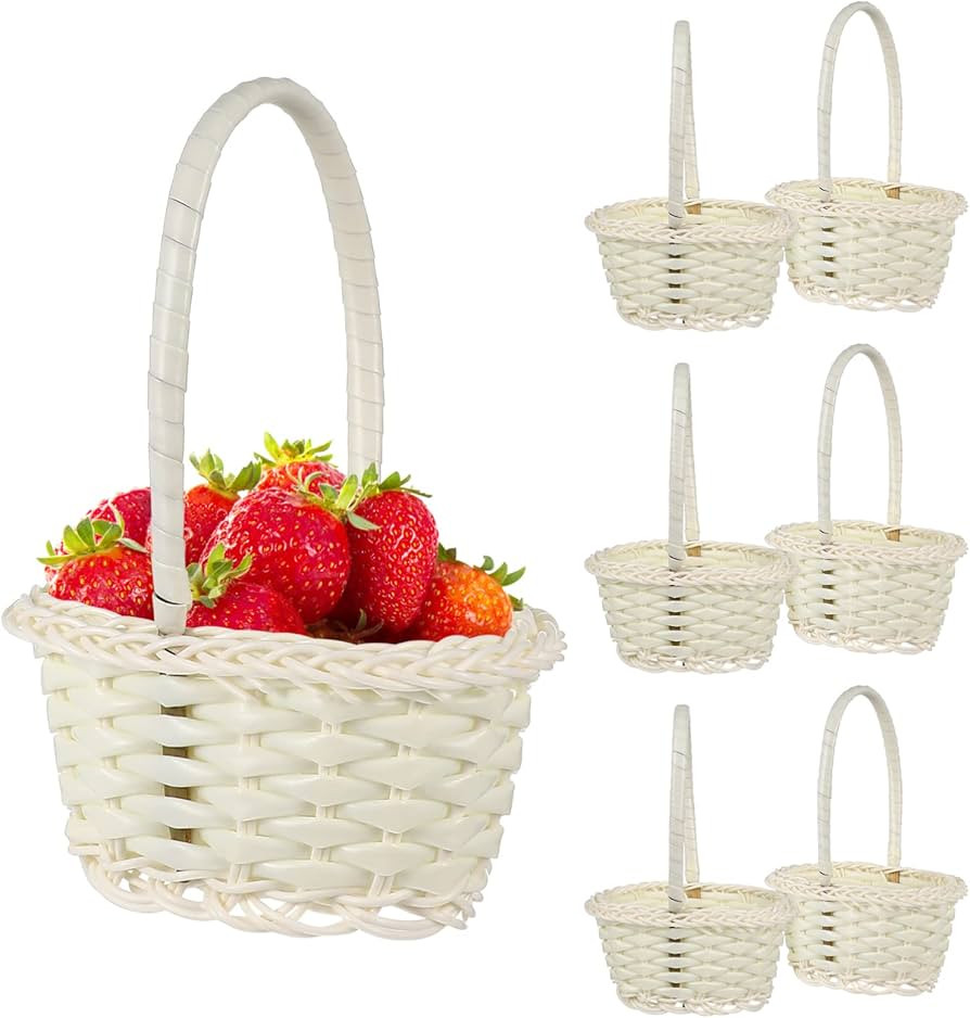 Cabilock 10Pcs Mini Woven Rattan Flower Baskets with Handles Handheld Picking Vegetable Fruit Bas... | Amazon (US)