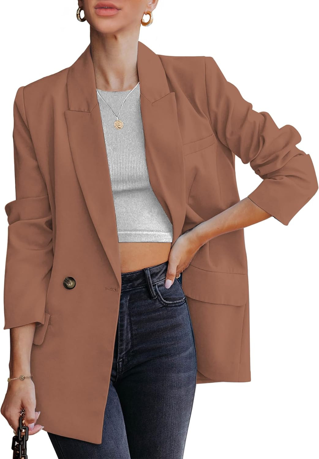luvamia Blazer Jackets for Women Work Casual Office Long Sleeve Fashion Dressy Business Outfits | Amazon (US)