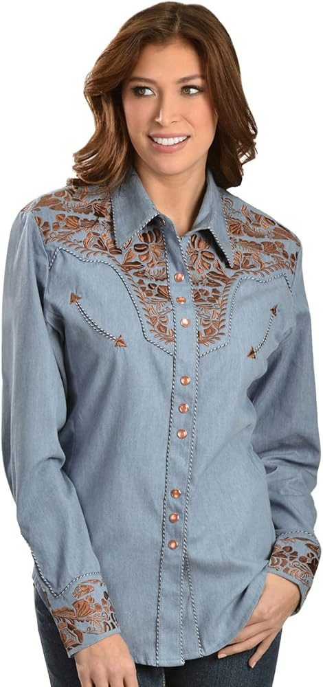 Scully Multi Colored Embroidered Yoke and Sleeve Western Shirt PL654C DEN *** | Amazon (US)