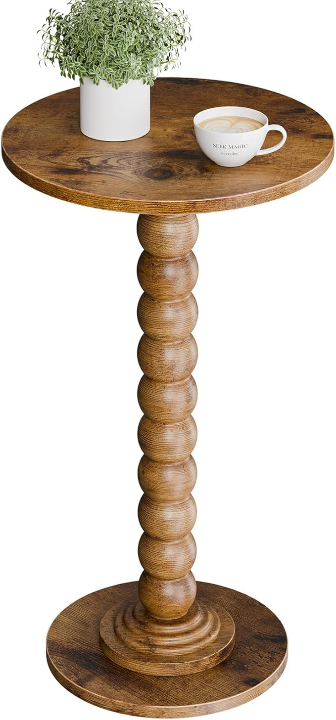 DUMOS Round Side Table for Small Spaces, Modern Accent End Table with Solid Wood Leg, Versatile D... | Amazon (US)