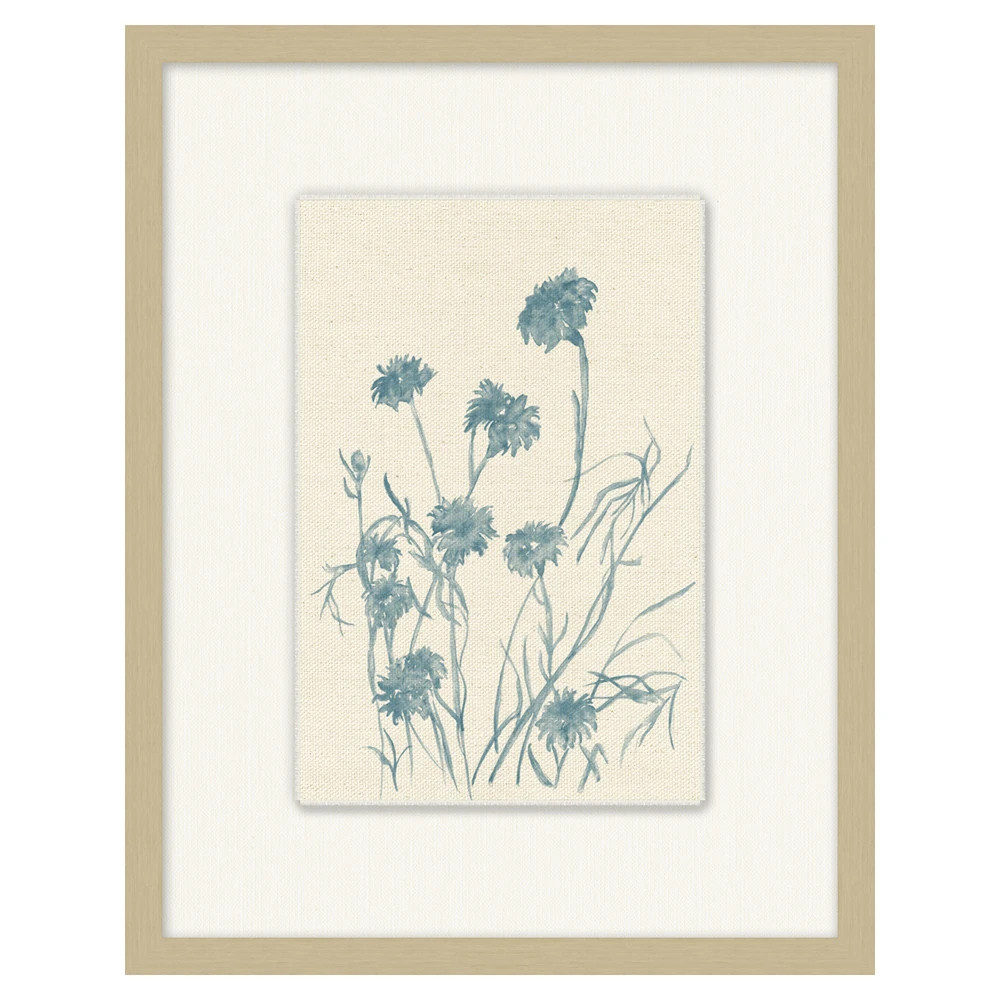 Elaine French Country Blue Wildflower Silver Frame Illustration 3 - 19x15 | Kathy Kuo Home