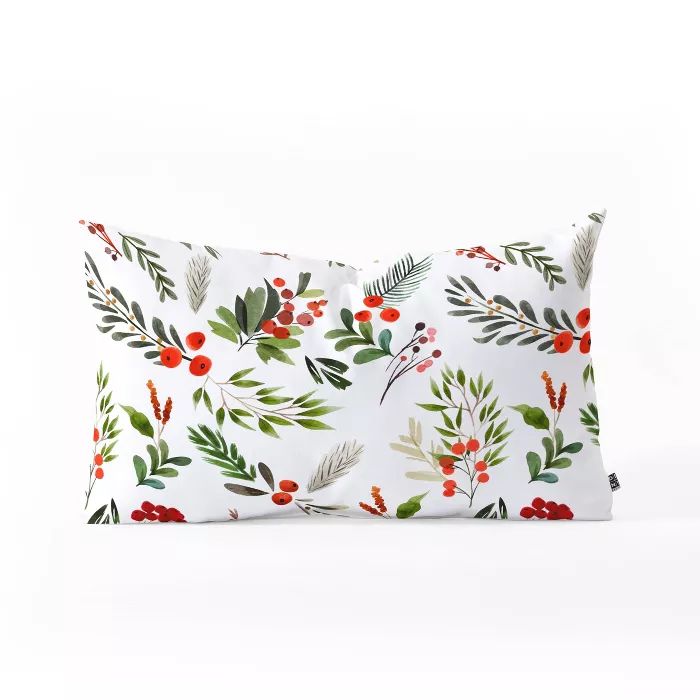 23"x14" Oversize Marta Barragan Camarasa Christmas Botany Lumbar Throw Pillow Red/Green - Deny De... | Target