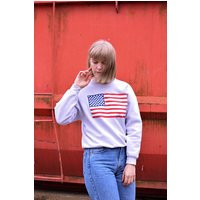 90S Americana Sweatshirt Medium, Light Grey Sweatshirt, Clothing, Sweater, American Flag Jumper, Medium | Etsy (US)