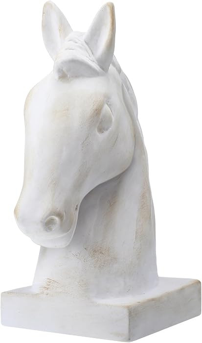 Ceramic Horse Head Statue 7'' White Horse Sculpture Rustic Decorative Animal Figurines for Countr... | Amazon (US)
