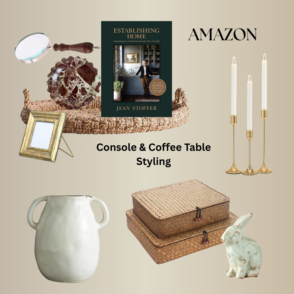 I just love to style with beautiful boxes and baskets and trays that can hide or corral my things.
What's your go-to styling piece for a coffee table or console? 🤔 

Don't miss this home styling book by Jean Stouffer!


Sharing our favorite combinations and design ideas in our latest mood board! Find inspiration to style your surfaces beautifully by clicking the link in bio. Share your thoughts in the comments below! 👇 

#CoffeeTableDecorIdeas #ConsoleTableStyling #HomeDecorLove #InteriorInspiration #LivingRoomDesign #DecoratingIdeas #LinkInBioForMore #FollowForInspiration 
#HomeAccount 

 #LTKGiftGuide #LTKHome #LTKFindsUnder50