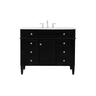 Timeless Home 42 in. W Single Bath Vanity in Black with Marble Vanity Top in Carrara with White B... | The Home Depot