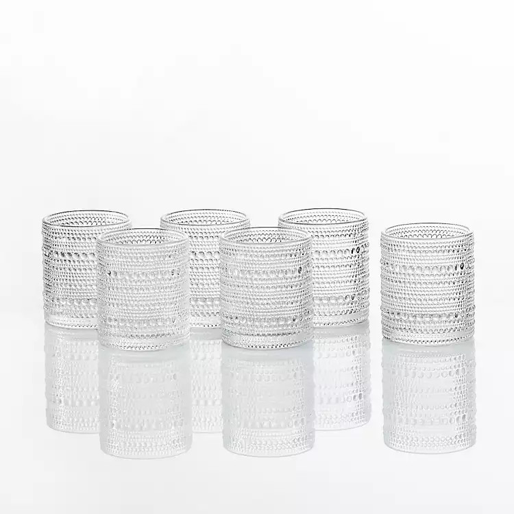 Clear Jill Beaded Short Iced Glasses, Set of 6 | Kirkland's Home