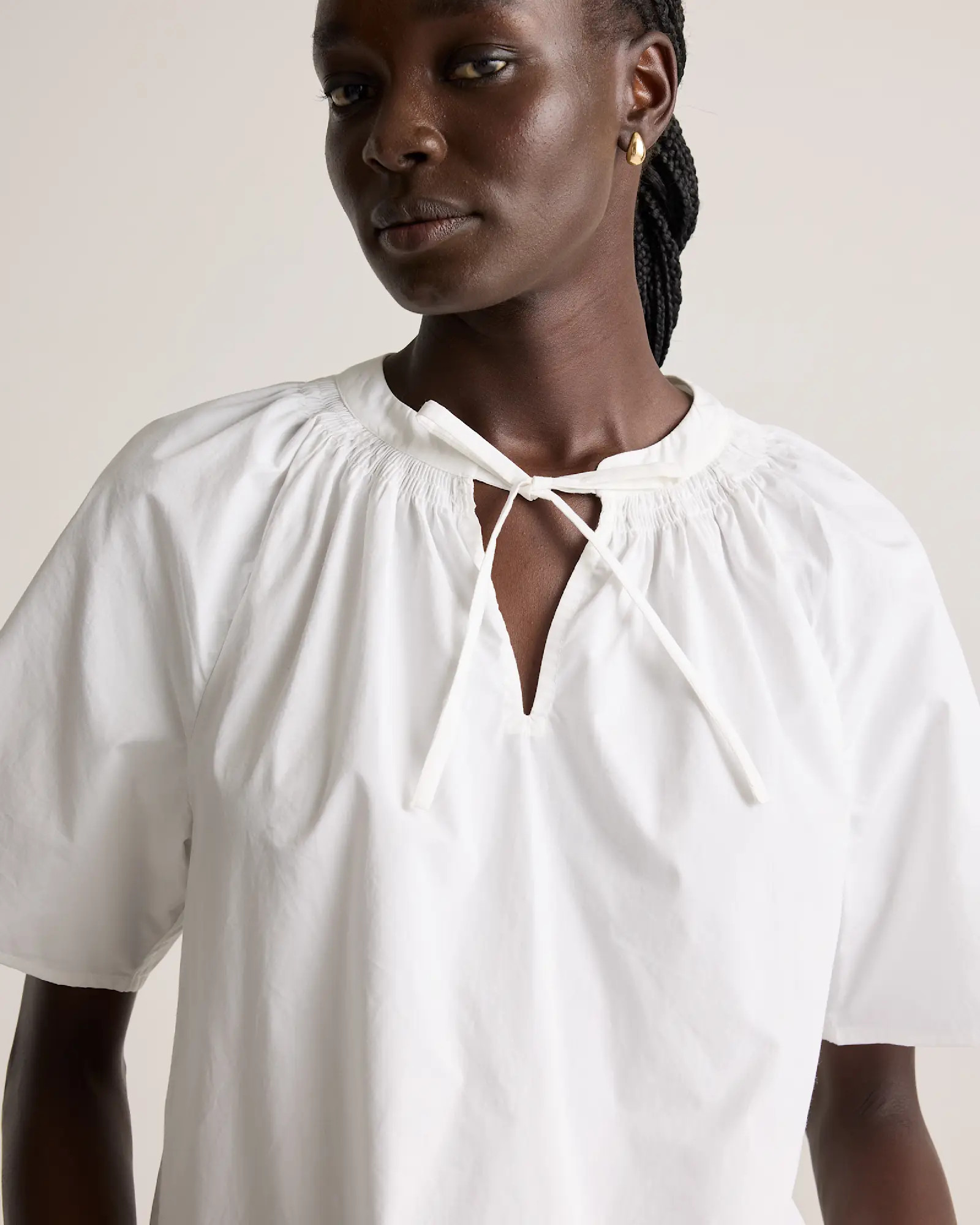 100% Organic Cotton Poplin Split Neck Top | Quince