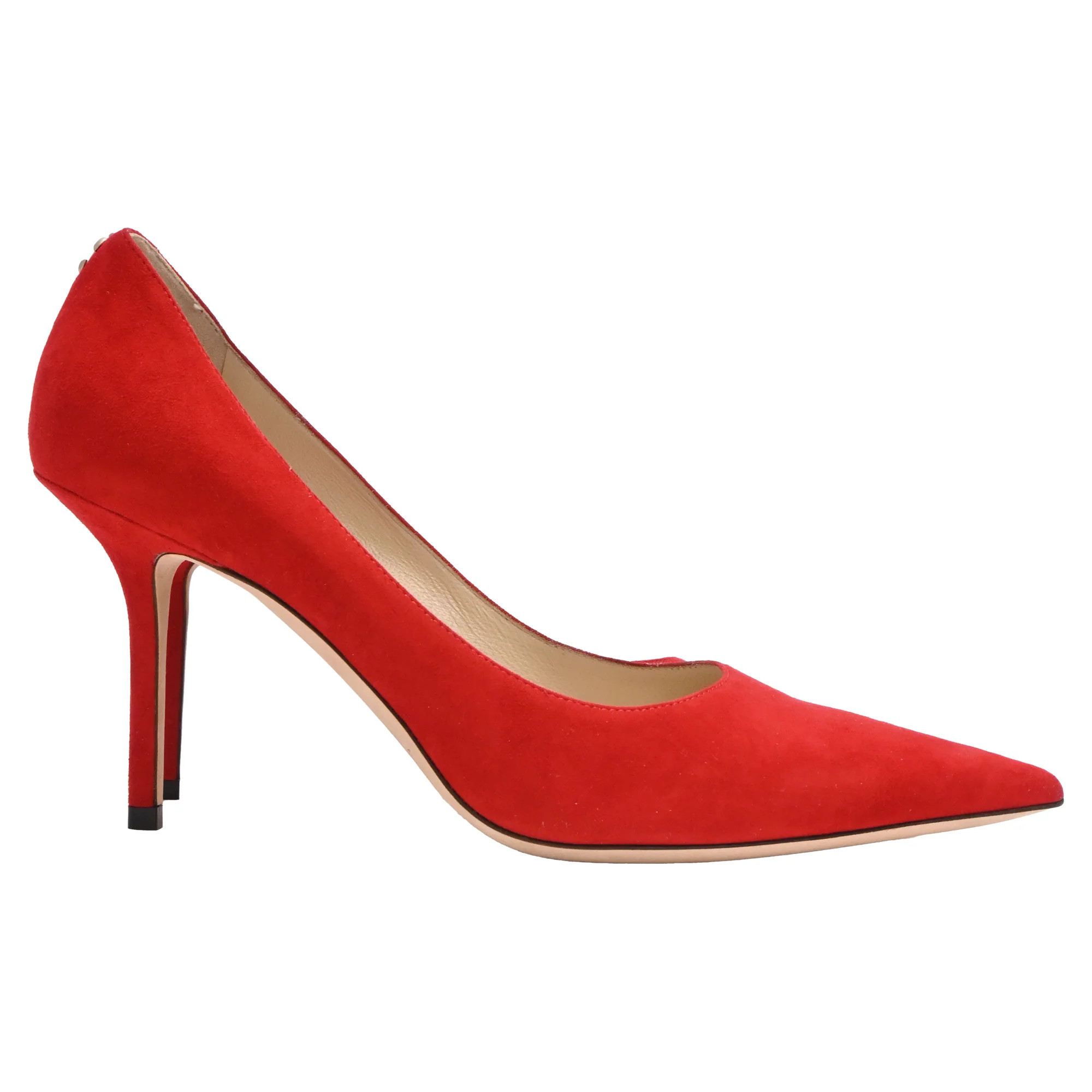 Jimmy Choo Pointed-Toe Pumps in Red Suede | Shop Simon