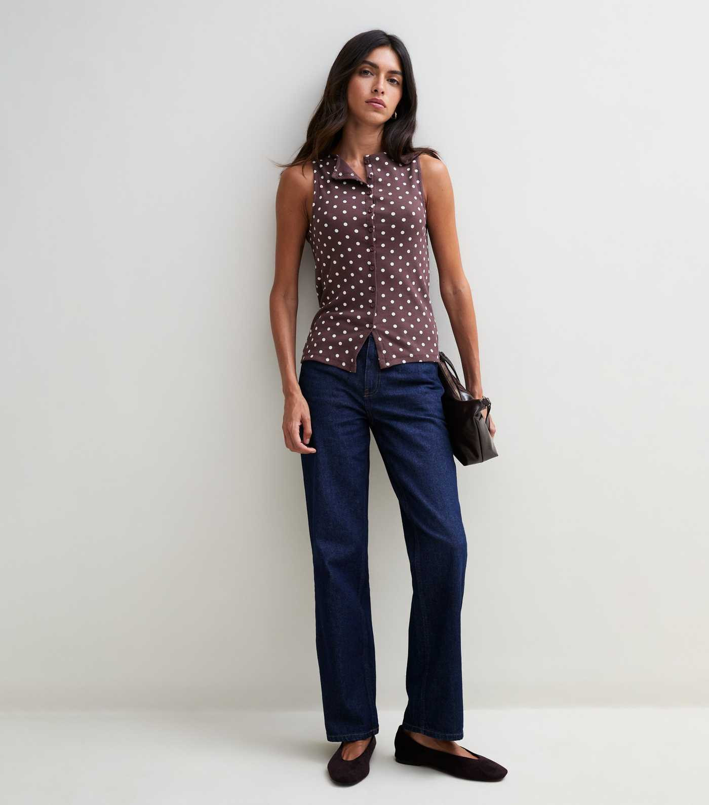 Purple Polka Dot Button Through Sleeveless Top | New Look | New Look (UK)