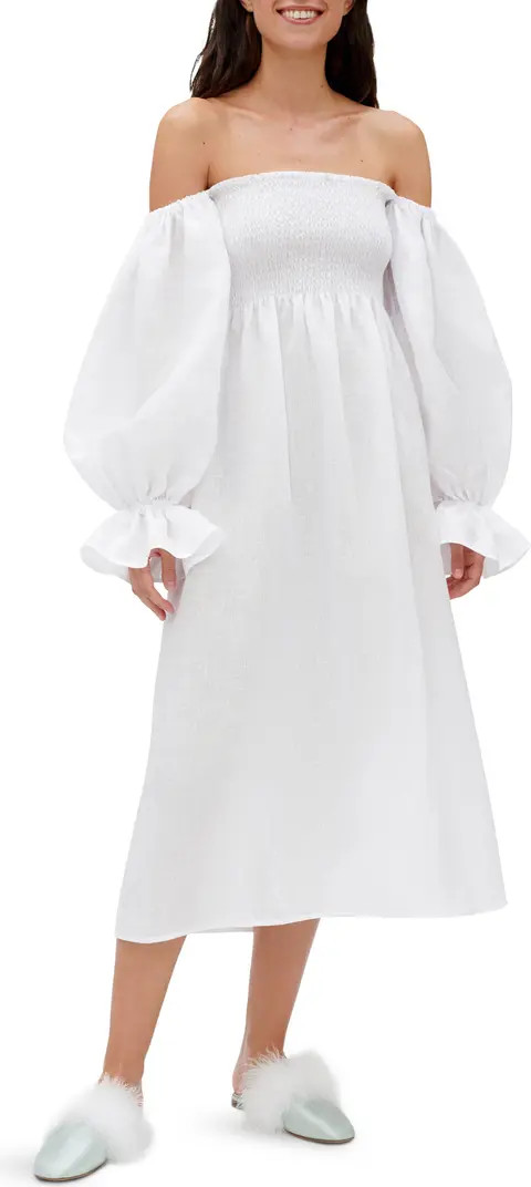 Atlanta Balloon Sleeve Linen Nightgown | Nordstrom