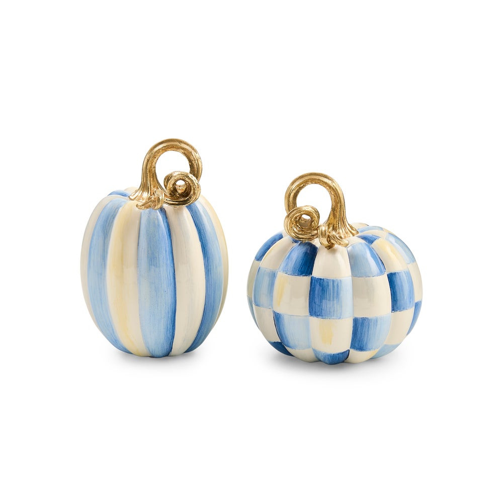 Royal Check and Stripe Petite Pumpkins, Set of 2 | MacKenzie-Childs