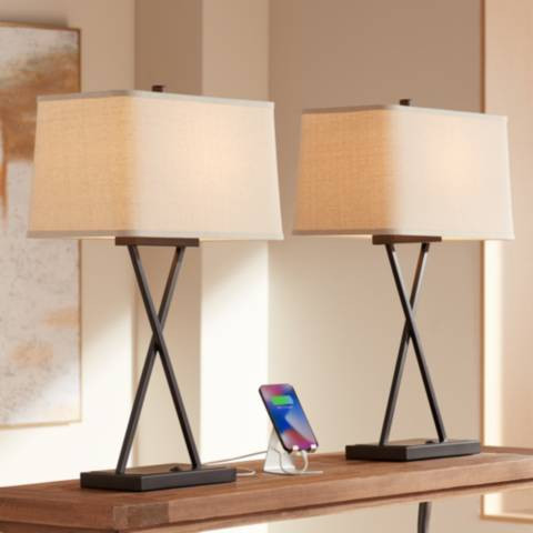 Megan USB Table Lamp Set of 2 with LED Bulbs | Lamps Plus
