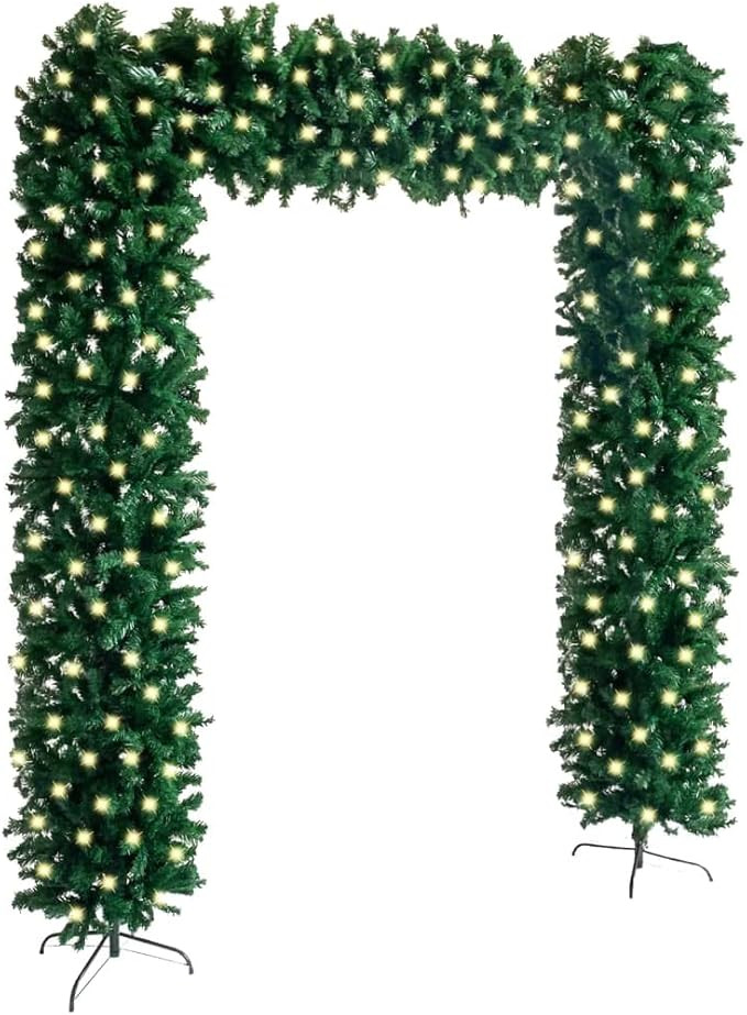 vidaXL Christmas Tree Arch with LEDs - Green, PVC Material, 84.6" W x 94.5" H - Festive Holiday D... | Amazon (US)