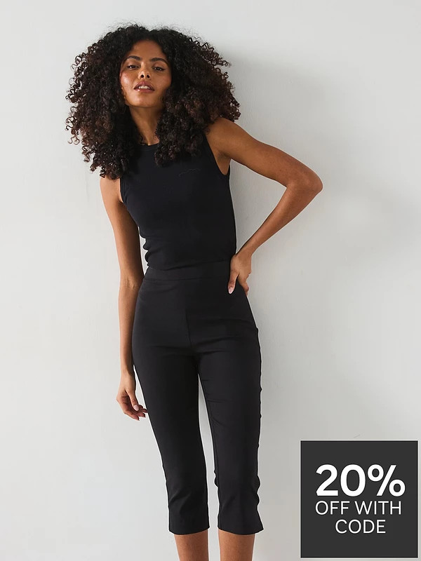 V by Very Capri Trouser - Black | Very (UK)