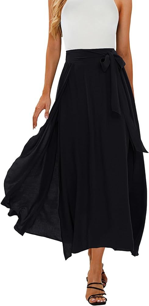 EXLURA Womens Boho High Waist A-Line Maxi Skirts Flowy Swing Tiered Long Skirt Dress | Amazon (US)