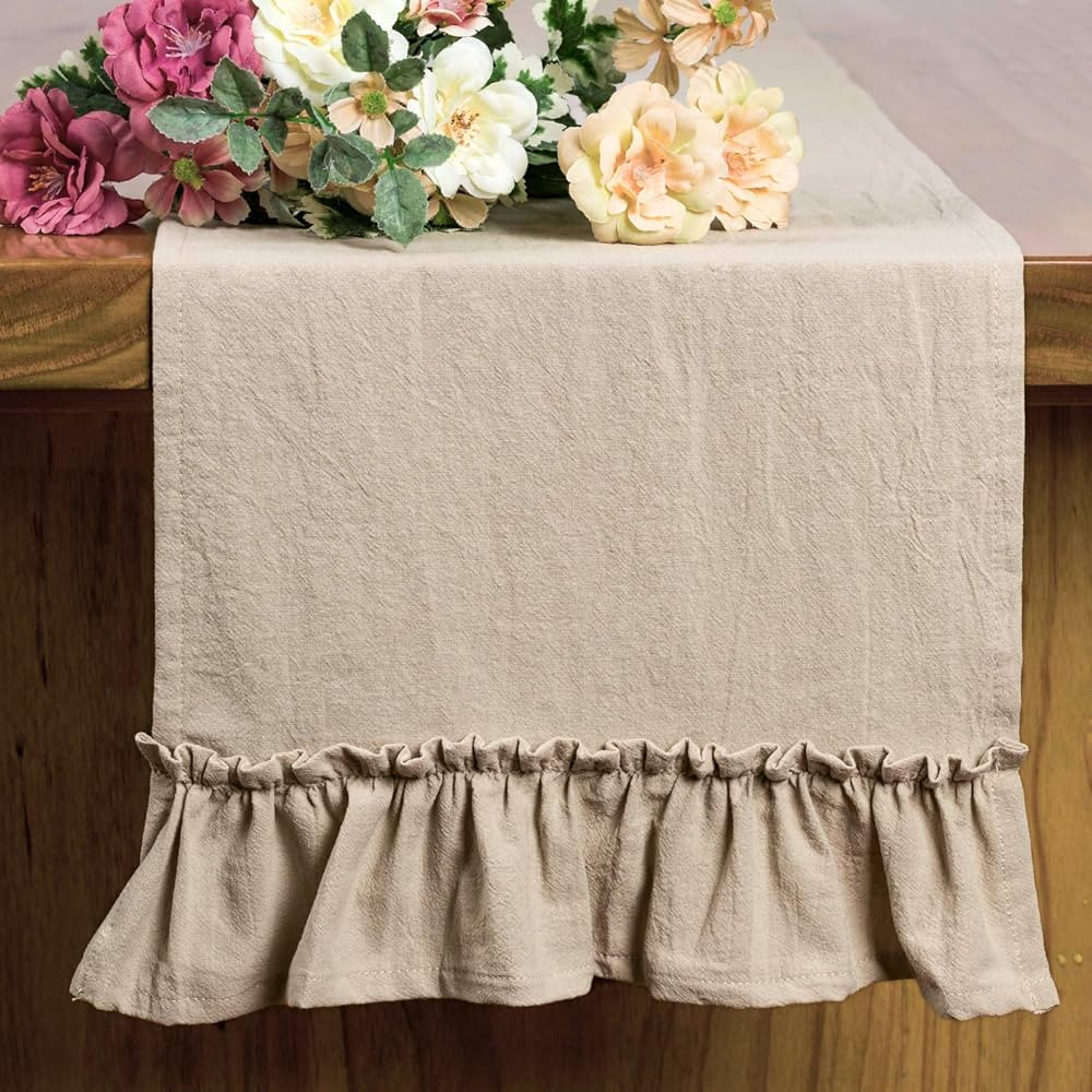 Letjolt Farmhouse Table Runner 72 Inches Long Shabby Chic Ruffled Table Runner Rustic Home Table ... | Amazon (US)