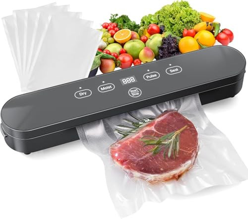 Food Vacuum Sealer Machine, 75kPa Compact Vacuum Sealer for Food, 4-in-1 Food Sealer with Digital Timer, Moist/Dry, Pulse, Seal Modes, Includes 20 Vacuum Bags, Perfect for Freezer Storage | Amazon (US)