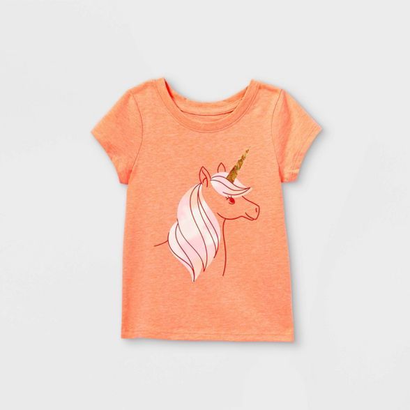 Toddler Girls' Unicorn Tie-Dye Short Sleeve T-Shirt - Cat & Jack™ Peach | Target