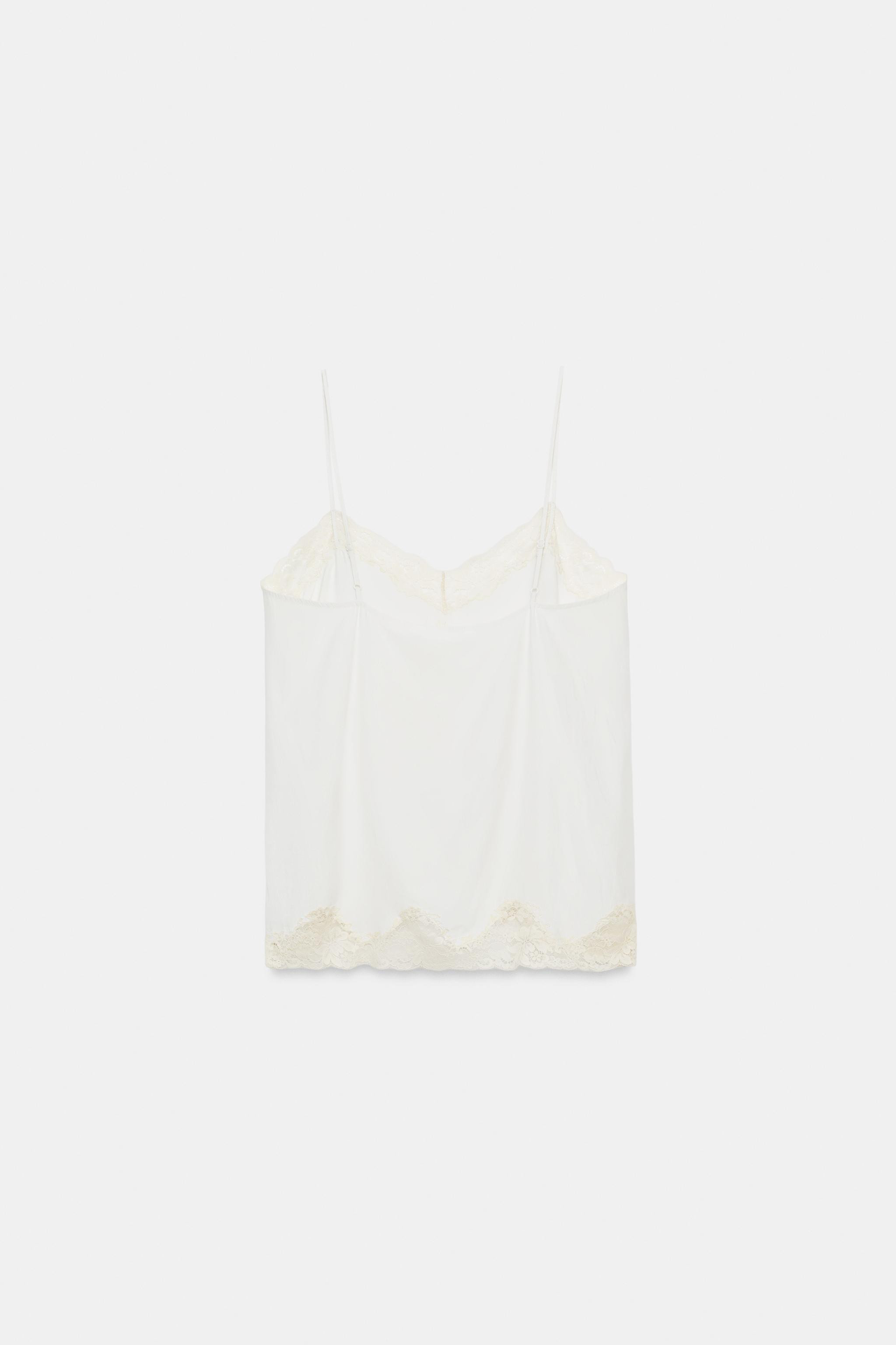 ZARA WOMAN COLLECTIONTop with main fabric made of spun viscose. V-neck and adjustable thin straps... | Zara AU