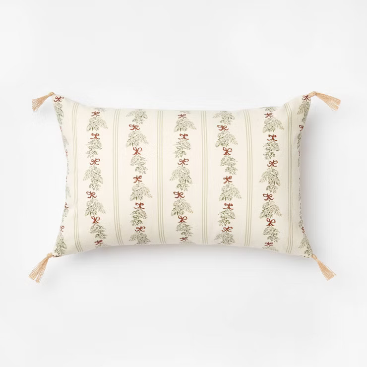 'Joyeux Noel' Embroidered Lumbar Throw Pillow Cream/Red - Threshold™ designed with Studio McGee | Target