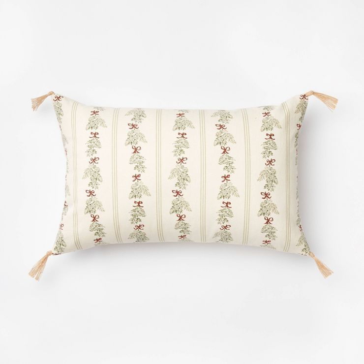 'Joyeux Noel' Embroidered Lumbar Throw Pillow Cream/Red - Threshold™ designed with Studio McGee | Target