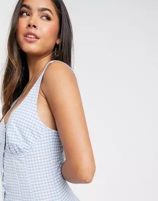 ASOS DESIGN button through cupped mini sundress in gingham | ASOS (Global)