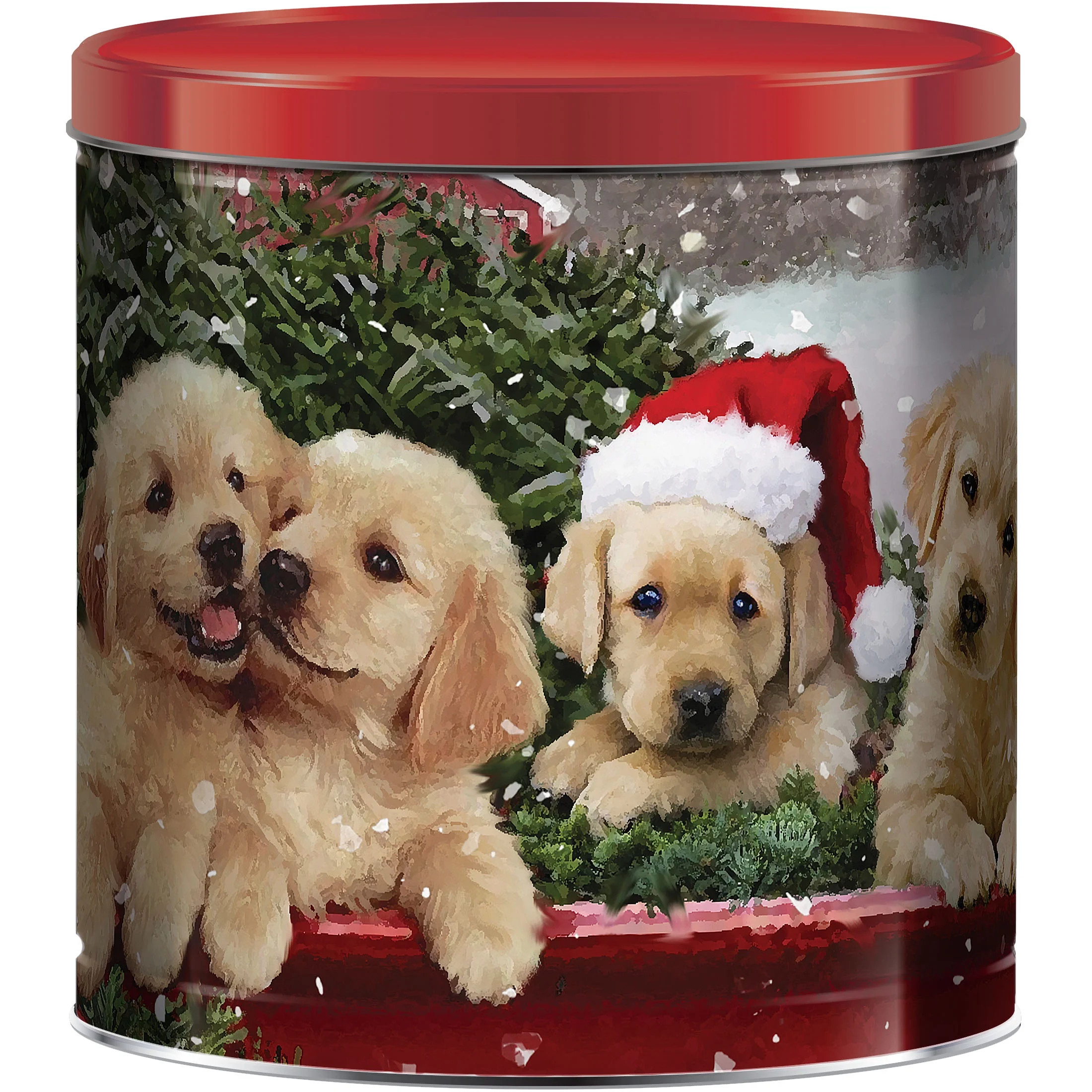 Great Value Christmas Popcorn Tin, Puppies in Truck, Assorted Popcorn, 21 ounces | Walmart (US)