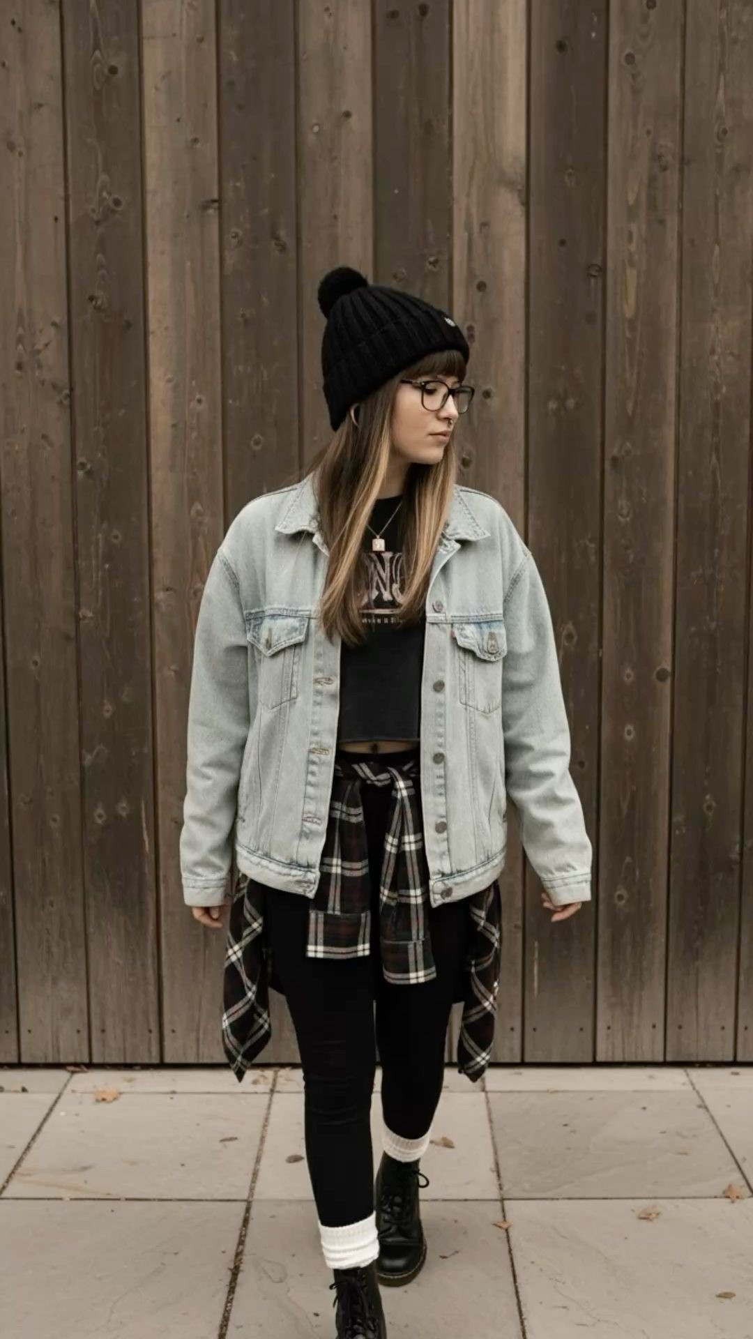 If you’re looking for the ultimate cool-girl uniform, this is it. I’m styling this oversized denim jacket (a total wardrobe staple) with a cropped graphic tee and black high-waisted leggings for maximum comfort. To elevate the look, I layered a flannel shirt around the waist for that 90s-inspired grunge vibe. These chunky black combat boots and slouchy white socks are the perfect finishing touch for a chilly day.

#LTKSeasonal #LTKMidsize #LTKootd