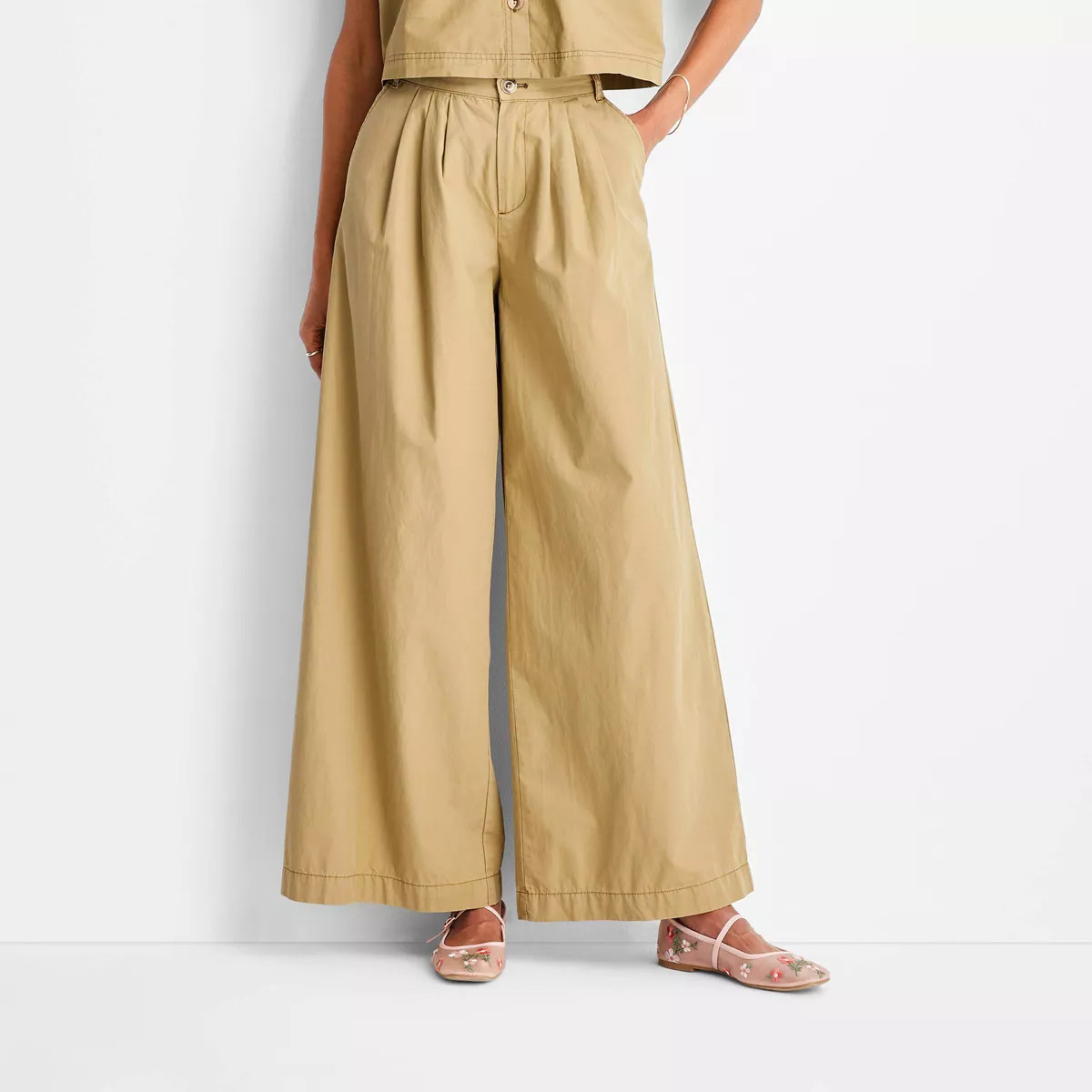 Women's High-Rise Wide Leg Pleated Pants - Future Collective | Target