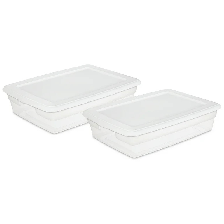 Sterilite 7 Gallon Plastic Storage Box, White, 2 Count | Walmart (US)