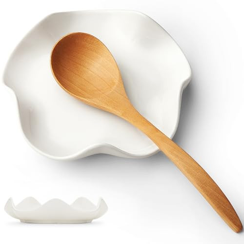 Mfacoy Spoon Rest for Stove Top, 5.3 Inch Ceramic Spoon Holder for Kitchen Counter, Coffee Spoon Holder, Cooking Utensil Rest for Spoons, Ladles, Tong, Heat-Resistant Spoon Rest, Housewarming Gifts | Amazon (US)