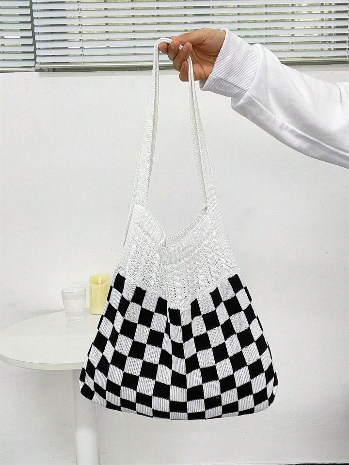 A Must-Have Fashion Item: Women Crochet Knit Tote Beach Bag, Handbag, Tote Bag, Embellished Trave... | SHEIN