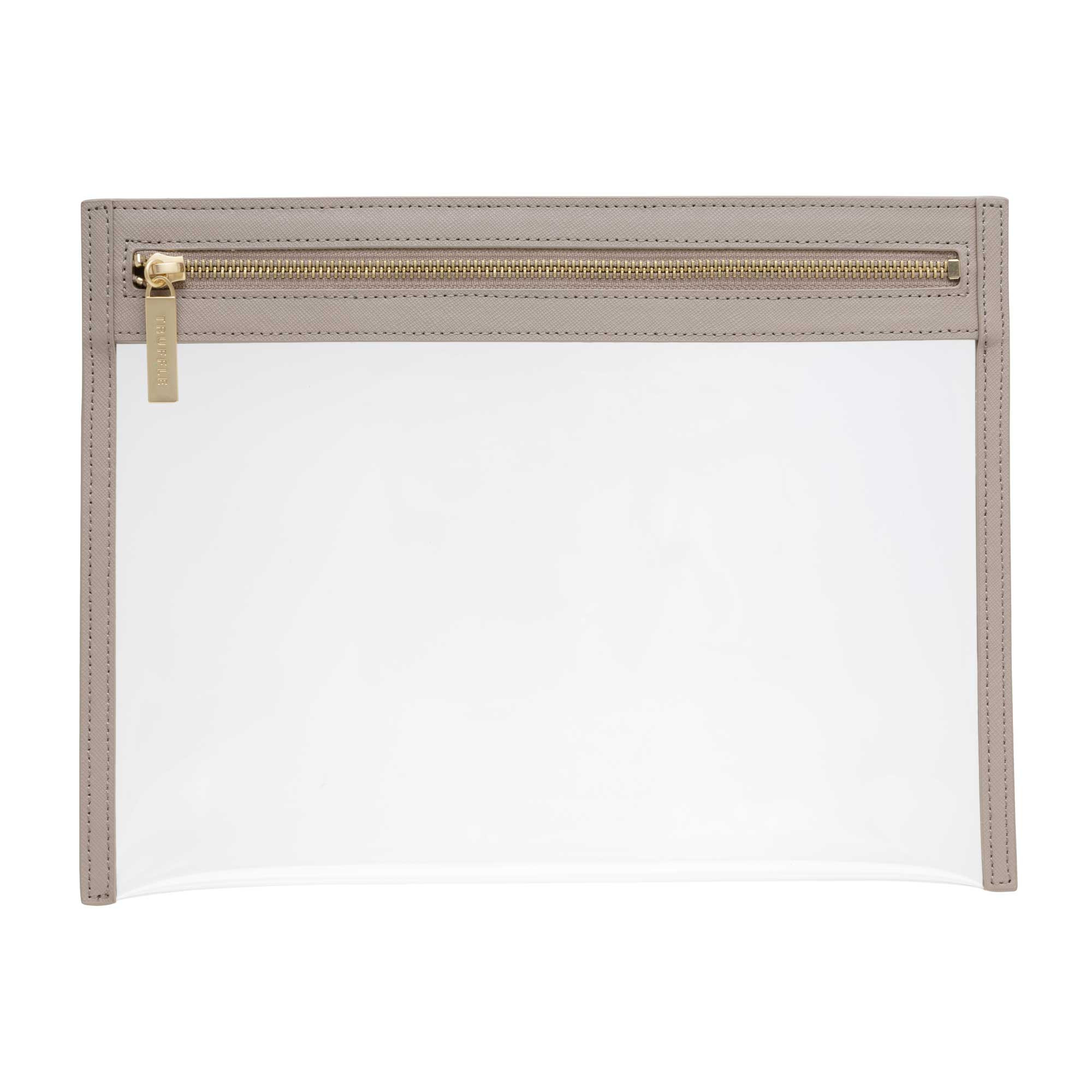 Clarity Clutch Large - Large Clutch | Large Flat Makeup Bag | Truffle | TRUFFLE