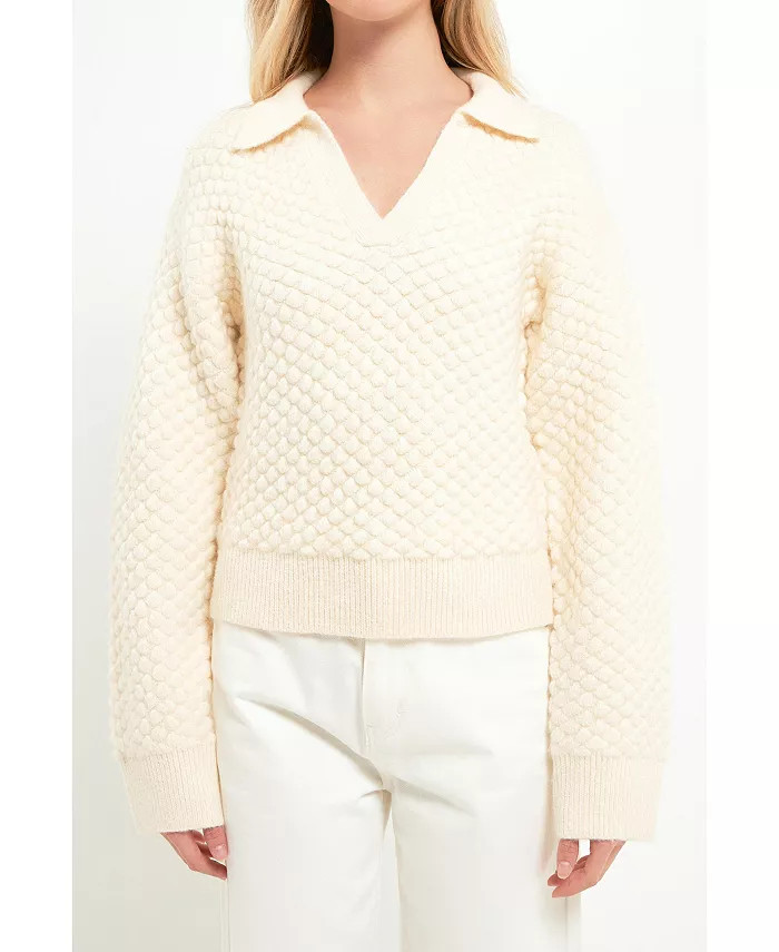 Women's Textured V-neckline Sweater | Macy's
