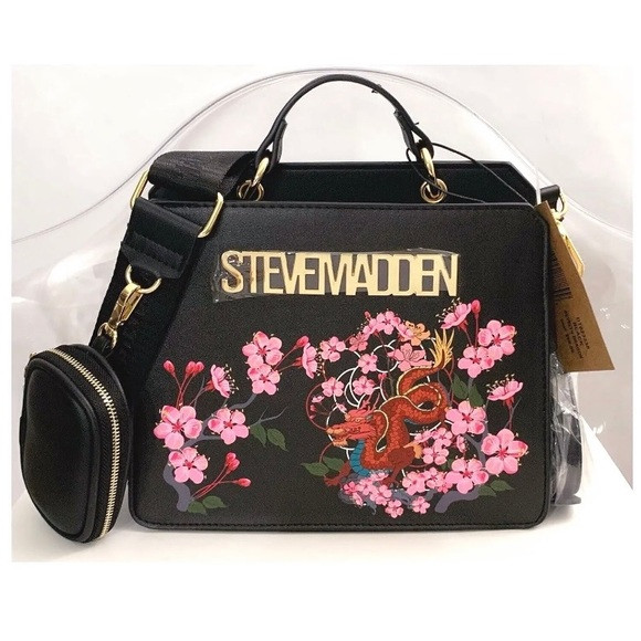 NWT Steve Madden BEVELYN DRAGON Black Soft Faux Leather Top Handle/Crossbody Bag | Poshmark