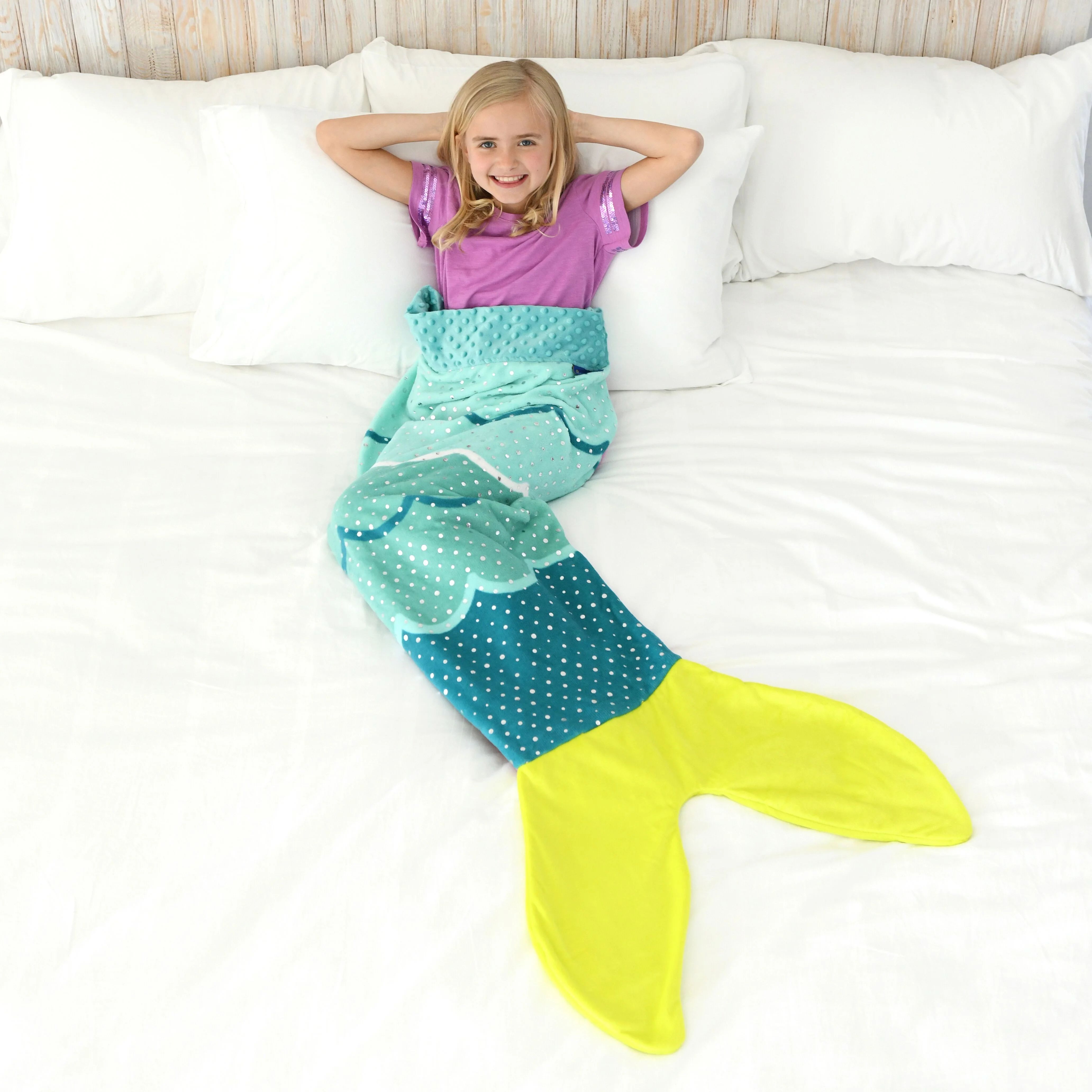 Mermaid Blankie Tail for Kids by Your Zone, Blue and Teal - Walmart.com | Walmart (US)