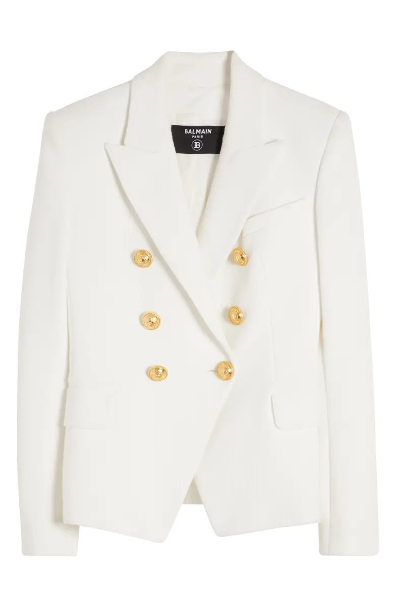 Balmain Double Breasted Cotton Piqué Blazer | Nordstrom | Nordstrom