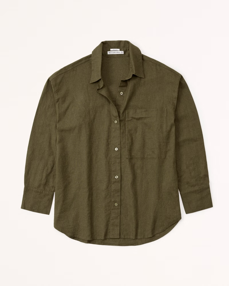 Oversized Linen-Blend Shirt | Abercrombie & Fitch (US)