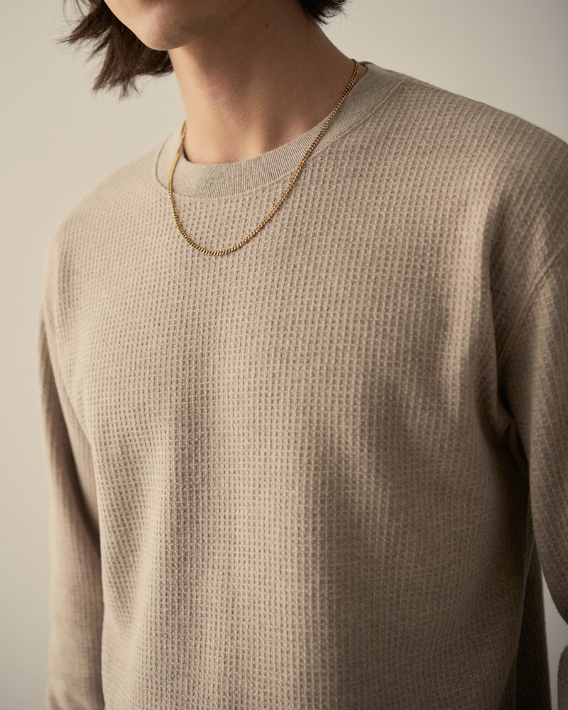 Long-Sleeve Grid Waffle Tee | Abercrombie & Fitch (US)