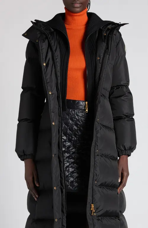 Moncler Chamer Down Long Coat in Black at Nordstrom, Size 0 | Nordstrom