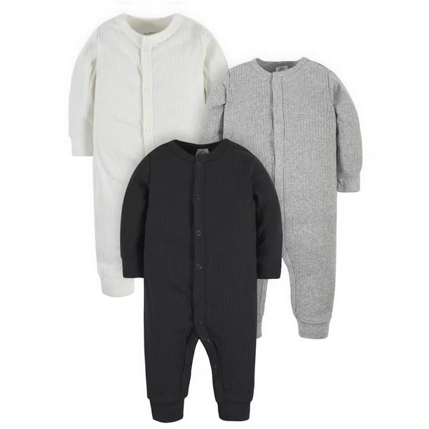 Modern Moments by Gerber Baby Boy Solid Drop Needle Coveralls, 3-Pack (Newborn-12 Months) | Walmart (US)