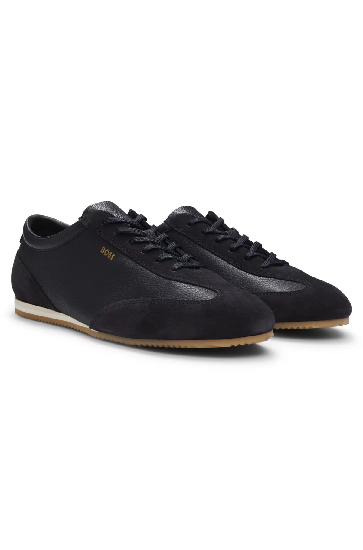 Leather sneakers with suede trims | Hugo Boss (US)