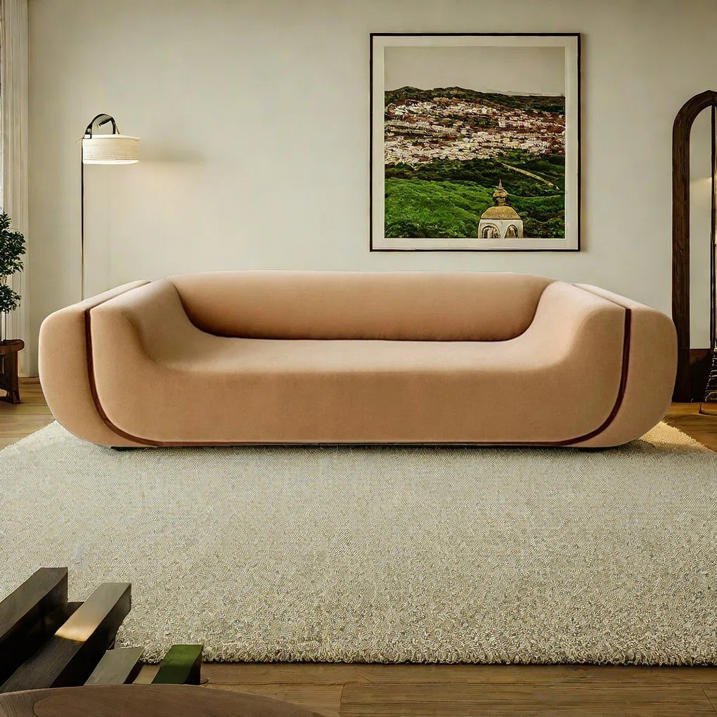 Minimalist Shaped Curved Fabric Sofa | Wayfair North America